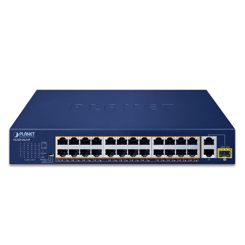 Interruttore Planet FGSD-2621P 8x 100Mb 2x RJ-45/SFP 120 W PoE+