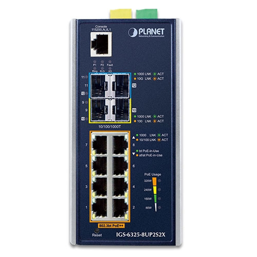 Interruttore Planet IGS-6325-8UP2S2X 8x 1Gb 2x SFP | 2x SFP+ 360 W PoE++