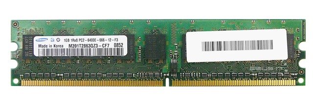 Memoria RAM 1x 1GB Samsung ECC UNBUFFERED DDR2 800MHz PC2-6400 UDIMM | M391T2863QZ3-CF7