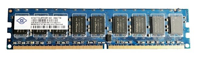 Memoria RAM 1x 2GB Nanya ECC UNBUFFERED DDR2 800MHz PC2-6400 UDIMM | NT2GT72U8PD0BY-AD