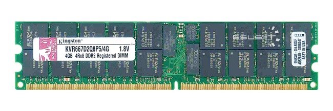 Memoria RAM 1x 4GB Kingston ECC REGISTERED DDR2 4Rx8 667MHz PC2-5300 RDIMM | KVR667D2Q8P5/4G