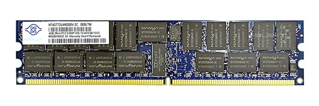 Memoria RAM 1x 4GB Nanya ECC REGISTERED DDR2 667MHz PC2-5300 RDIMM | NT4GT72U4ND0BV-3C