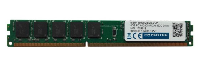 Memoria RAM 1x 8GB HYPERTEC ECC UNBUFFERED DDR3 1600MHz PC3-12800 UDIMM | MEM128008GBDE-VLP